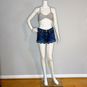 HOT WATER Swim Bikini Top Criss Cross Back Paisley Print Size M